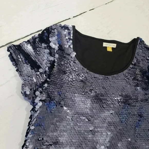 Anthropologie Leifsdottir Metallic Blue Sequin Top Concert Eras Tour - Picture 4 of 8